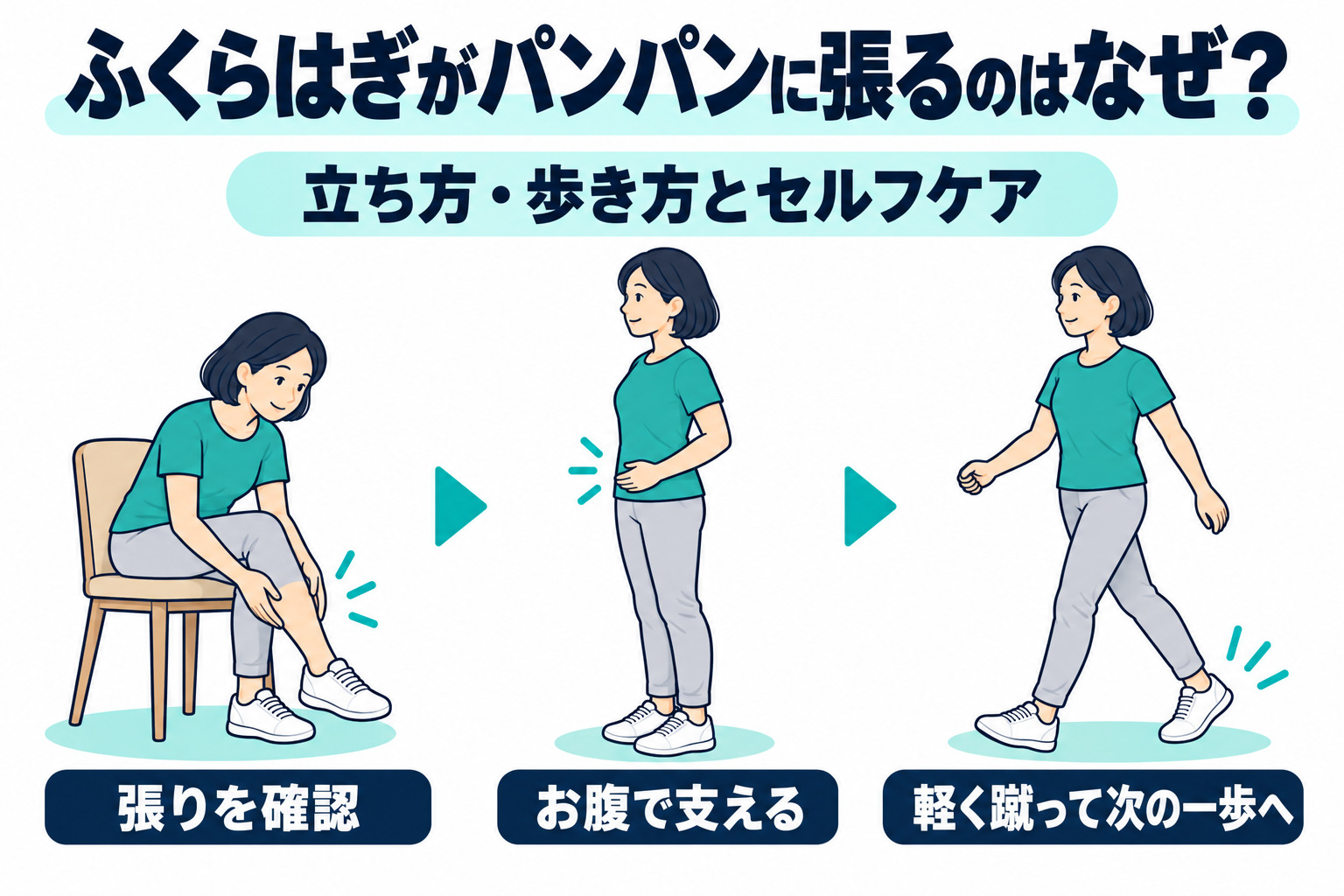 ふくらはぎがパンパンに張るのはなぜ？立ち方・歩き方とセルフケア